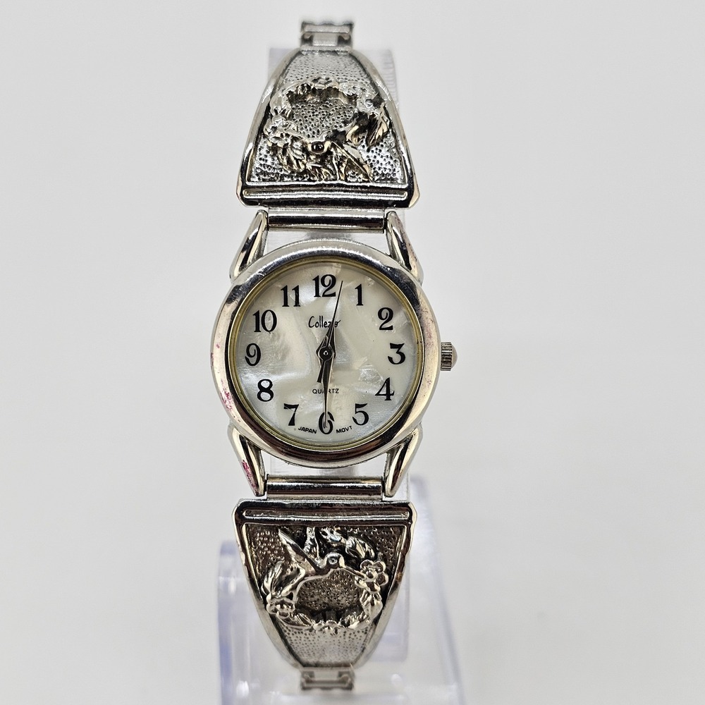 Women Hummingbird Analog Watch 24MM Cream Dial Expandable Band 5.75" NEW Battery